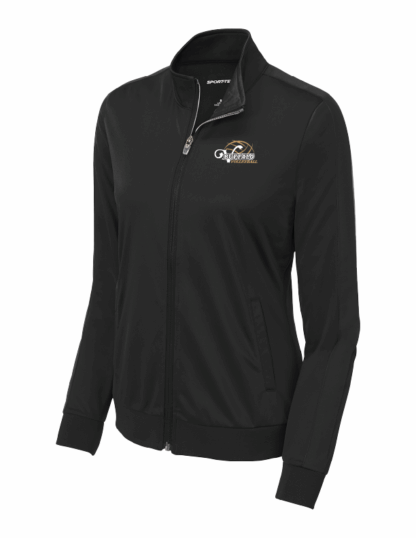 Ladies Black Tricot Full Zip Jacket (LST94)