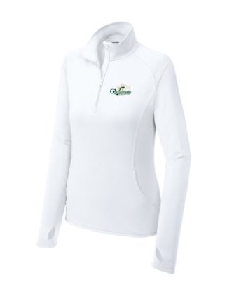 Ladies White DriFit Stretch 1/4 Zip Jacket (LST850)