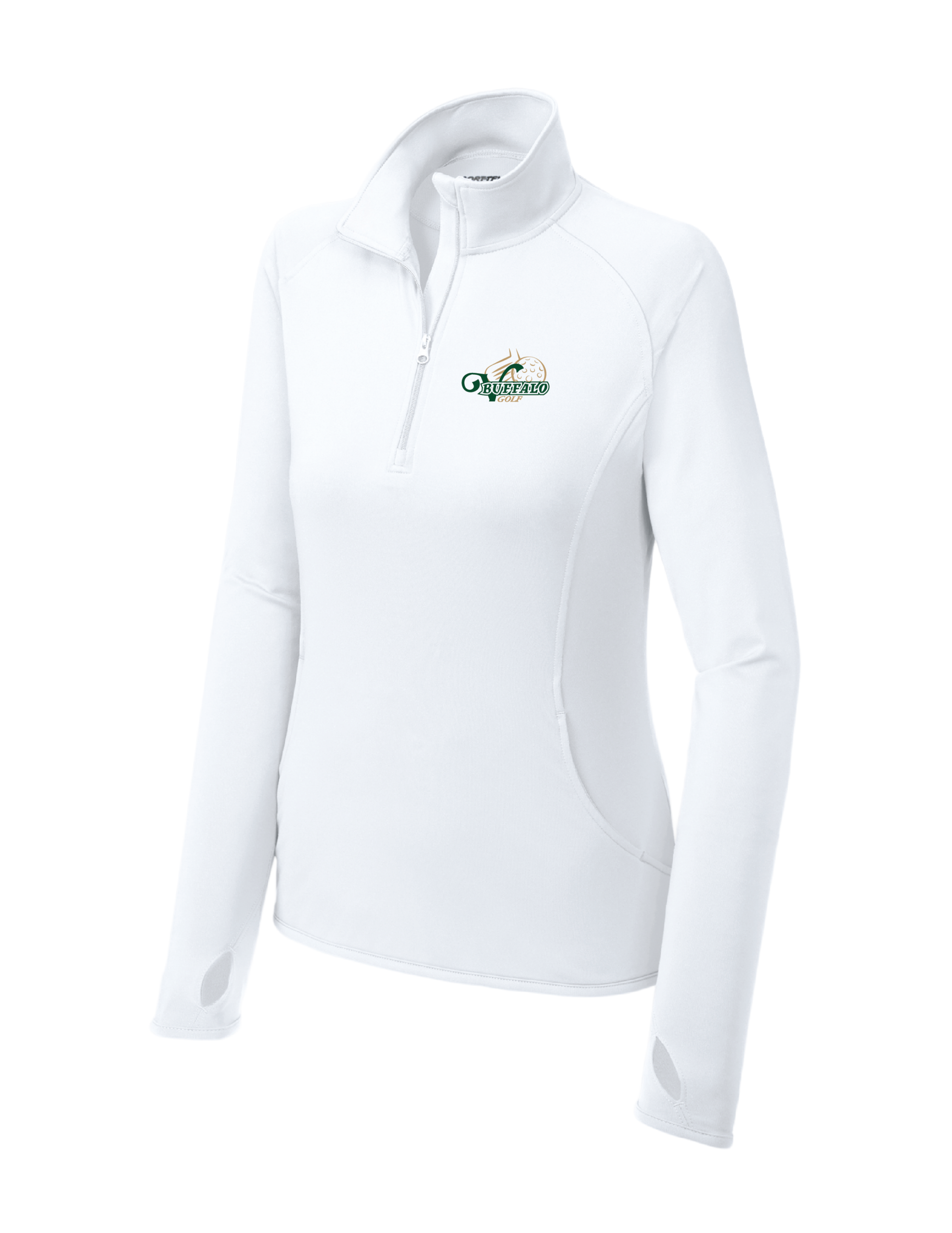 Ladies White DriFit Stretch 1/4 Zip Jacket (LST850)